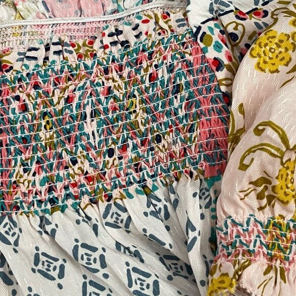 Democracy short sleeve Boho patchwork print top size medium - Picture 7 of 9